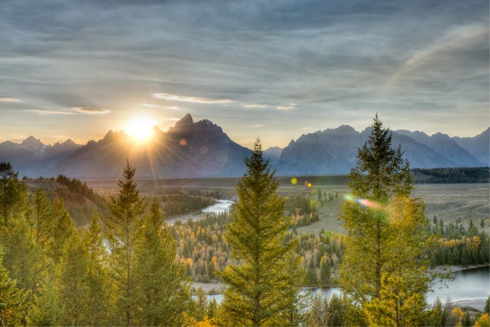Die Grand Tetons bei Sonnenuntergang Die Grand Tetons bei Sonnenuntergang